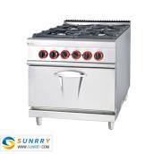 Stainless Steel Gas Stove With 4-Burner and Electric Oven
