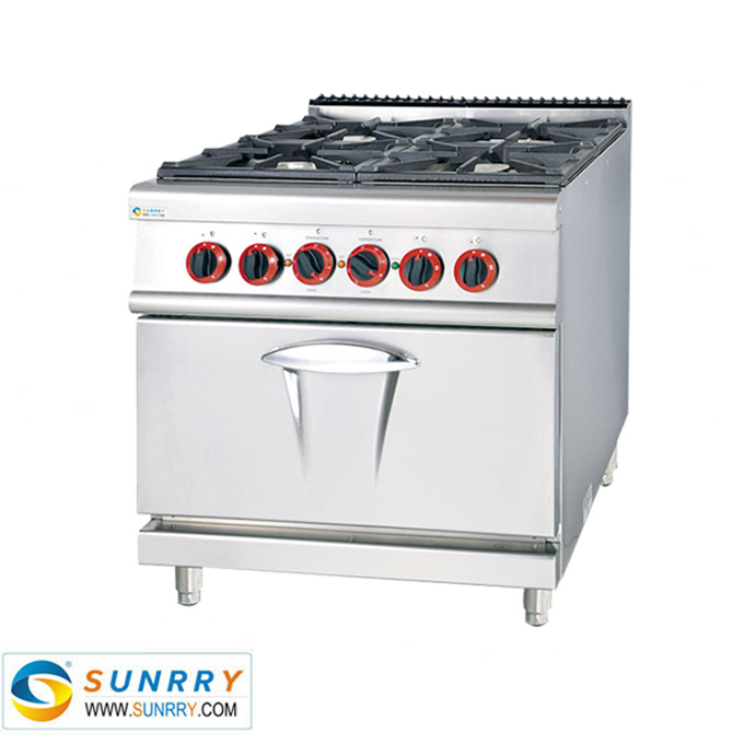 Stainless Steel Gas Stove With 4-Burner and Electric Oven